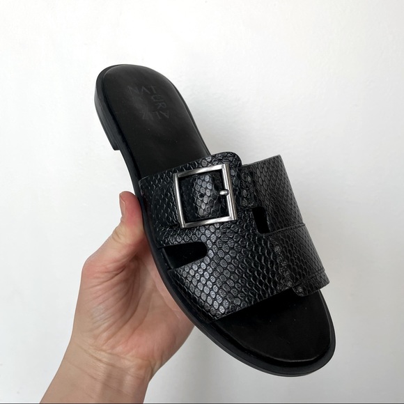 Naturalizer Shoes - Naturalizer FARYN SLIDE SANDAL Black Snake Print Leather 7M